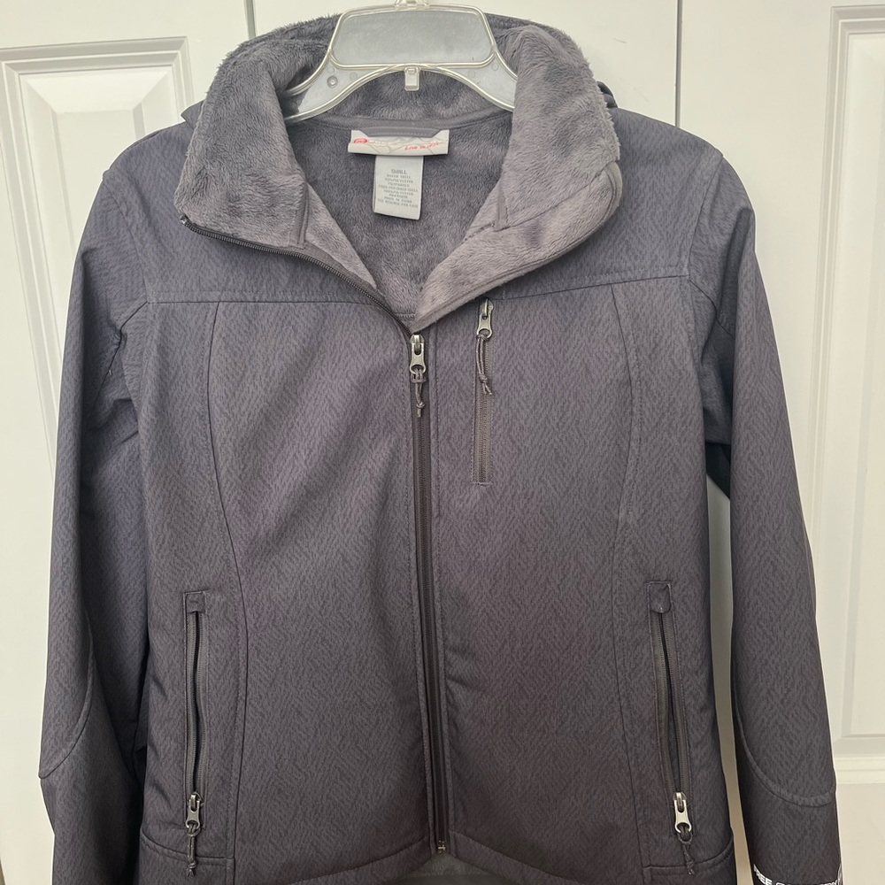 Cold weather jacket. Lined with hood.